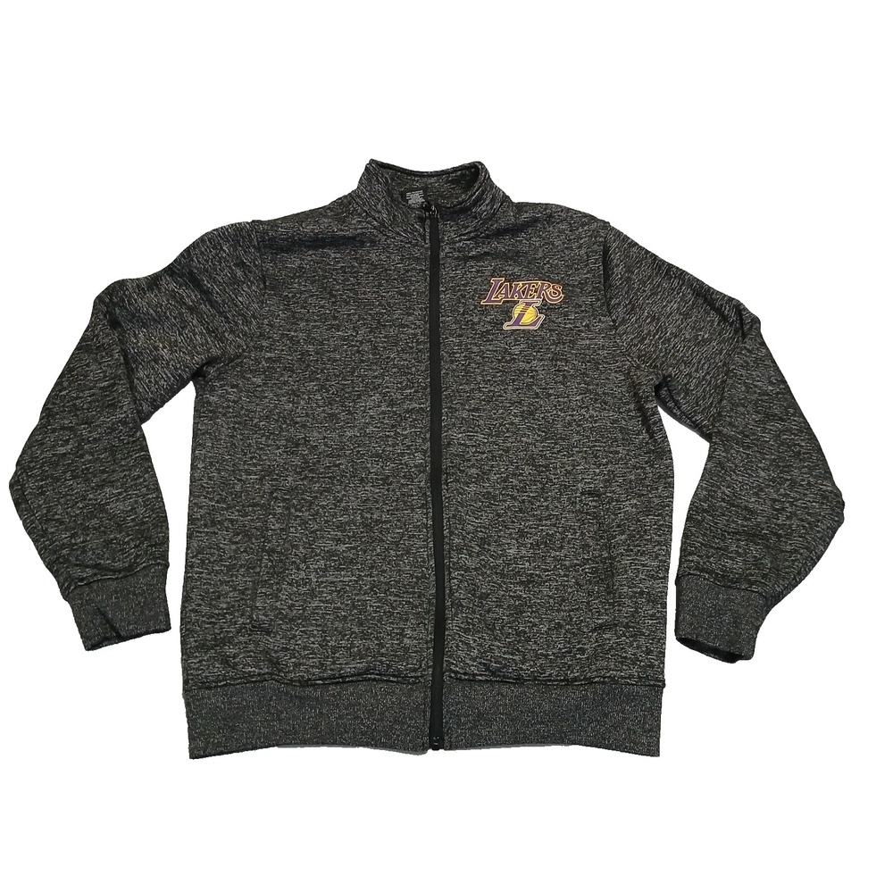 NBA Los Angeles Lakers Basketball Fleece Gray‎ Full-Zip Logo Jacket Medium